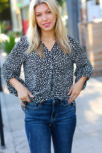 Load image into Gallery viewer, Black Abstract Dot V Neck Woven Top