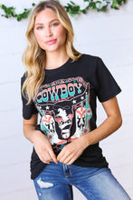Load image into Gallery viewer, Black Cotton COWBOY Longhorn Graphic Tee