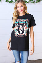 Load image into Gallery viewer, Black Cotton COWBOY Longhorn Graphic Tee