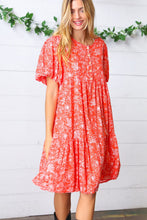 Load image into Gallery viewer, Coral Floral Button Down Midi Dress