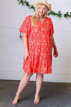 Load image into Gallery viewer, Coral Floral Button Down Midi Dress