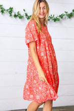 Load image into Gallery viewer, Coral Floral Button Down Midi Dress