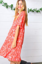 Load image into Gallery viewer, Coral Floral Button Down Midi Dress