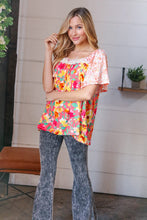 Load image into Gallery viewer, Coral Floral Flutter Sleeve Lace Square Neck Top