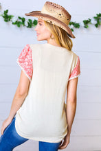 Load image into Gallery viewer, Coral &amp; Sand Floral Short Flutter Sleeve Top