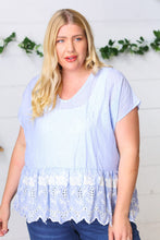 Load image into Gallery viewer, Cotton Floral Embroidered Yarn Dye Pin Stripe Blouse