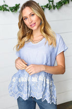 Load image into Gallery viewer, Cotton Floral Embroidered Yarn Dye Pin Stripe Blouse