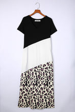 Load image into Gallery viewer, Dress Black Leopard Diagonal Colorblock Maxi Dress