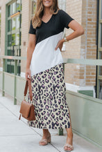 Load image into Gallery viewer, Dress Black Leopard Diagonal Colorblock Maxi Dress