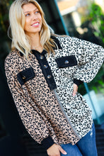 Load image into Gallery viewer, Fun Days Ahead Camel Leopard Color Block Button Down Pullover