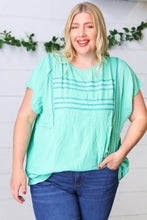 Load image into Gallery viewer, Mint Boho Embroidered Dolman Top