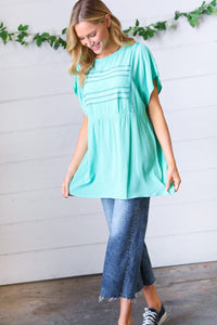 Mint Boho Embroidered Dolman Top