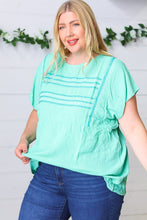Load image into Gallery viewer, Mint Boho Embroidered Dolman Top