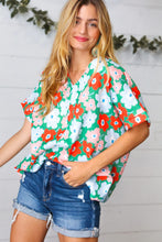 Load image into Gallery viewer, Multicolor Flat Floral V Neck Drop Shoulder Top
