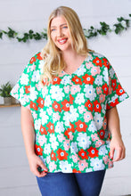 Load image into Gallery viewer, Multicolor Flat Floral V Neck Drop Shoulder Top