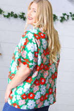 Load image into Gallery viewer, Multicolor Flat Floral V Neck Drop Shoulder Top