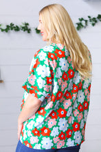 Load image into Gallery viewer, Multicolor Flat Floral V Neck Drop Shoulder Top