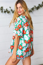Load image into Gallery viewer, Multicolor Flat Floral V Neck Drop Shoulder Top