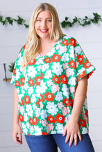 Load image into Gallery viewer, Multicolor Flat Floral V Neck Drop Shoulder Top