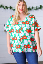 Load image into Gallery viewer, Multicolor Flat Floral V Neck Drop Shoulder Top