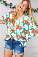 Load image into Gallery viewer, Multicolor Flat Floral V Neck Drop Shoulder Top