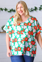 Load image into Gallery viewer, Multicolor Flat Floral V Neck Drop Shoulder Top