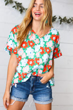 Load image into Gallery viewer, Multicolor Flat Floral V Neck Drop Shoulder Top