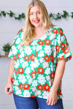 Load image into Gallery viewer, Multicolor Flat Floral V Neck Drop Shoulder Top
