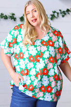 Load image into Gallery viewer, Multicolor Flat Floral V Neck Drop Shoulder Top