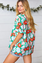 Load image into Gallery viewer, Multicolor Flat Floral V Neck Drop Shoulder Top