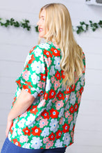Load image into Gallery viewer, Multicolor Flat Floral V Neck Drop Shoulder Top