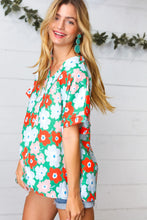 Load image into Gallery viewer, Multicolor Flat Floral V Neck Drop Shoulder Top
