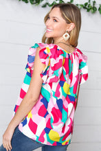 Load image into Gallery viewer, Multicolor Geometric Print Layered Ruffle Sleeve Top