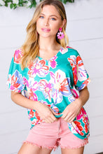 Load image into Gallery viewer, Ocean &amp; Lavender Tropical Floral V Neck Top