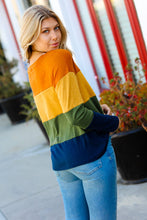 Load image into Gallery viewer, Olive &amp; Mustard Color Block Hacci Top