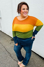 Load image into Gallery viewer, Olive &amp; Mustard Color Block Hacci Top