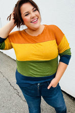 Load image into Gallery viewer, Olive &amp; Mustard Color Block Hacci Top