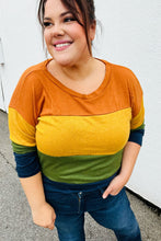 Load image into Gallery viewer, Olive &amp; Mustard Color Block Hacci Top