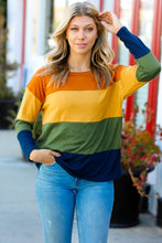Load image into Gallery viewer, Olive &amp; Mustard Color Block Hacci Top