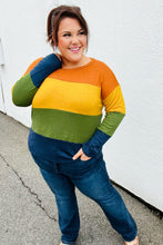 Load image into Gallery viewer, Olive &amp; Mustard Color Block Hacci Top