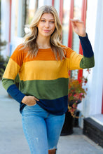 Load image into Gallery viewer, Olive &amp; Mustard Color Block Hacci Top
