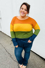Load image into Gallery viewer, Olive &amp; Mustard Color Block Hacci Top