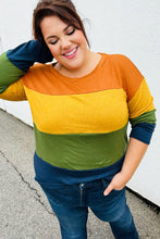 Load image into Gallery viewer, Olive &amp; Mustard Color Block Hacci Top
