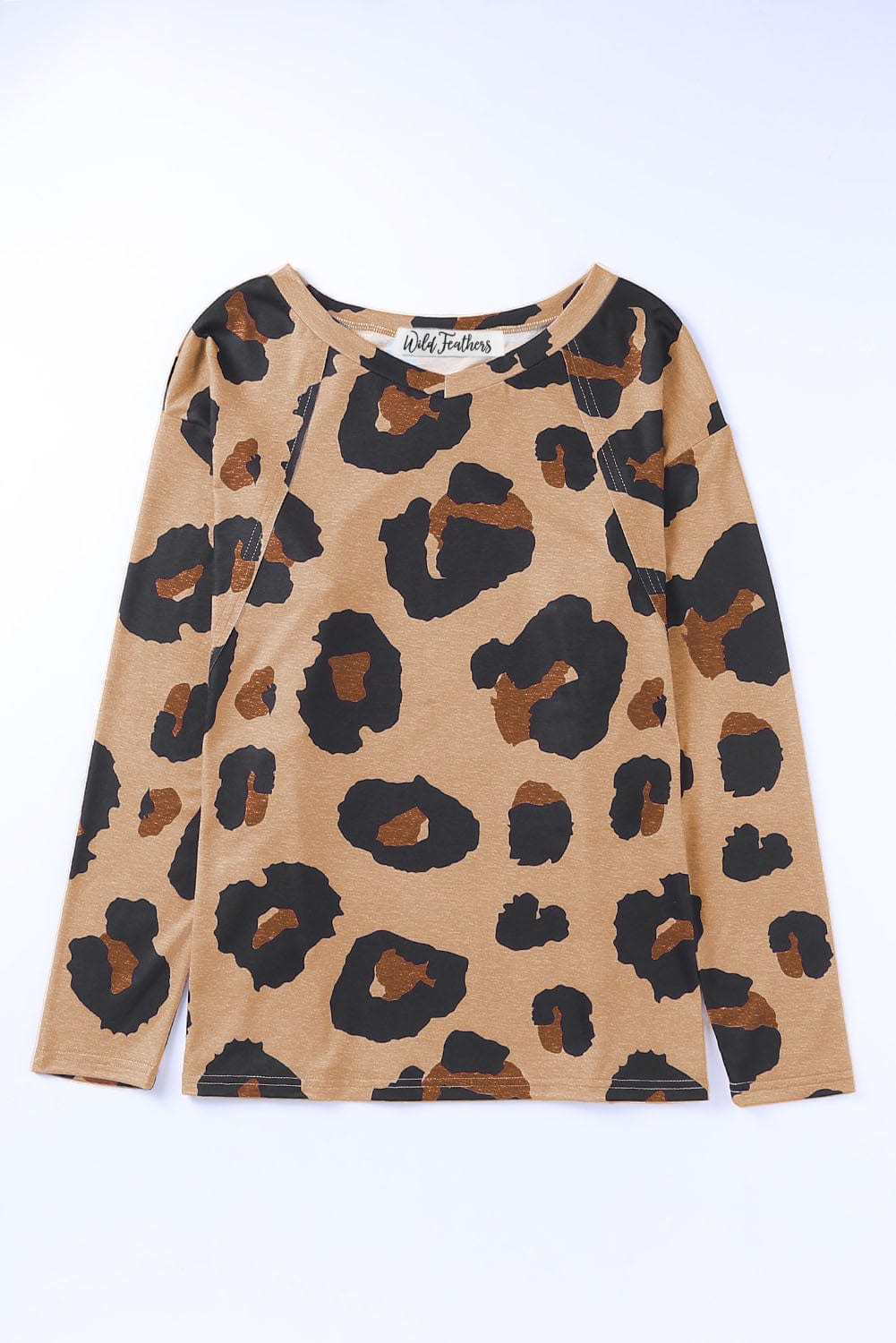 Top Brown Leopard Print Long Sleeve Top