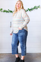 Load image into Gallery viewer, Orange &amp; Teal Textured Stripe Vintage Button Placard Top