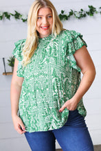 Load image into Gallery viewer, Boho Floral Mock Neck Double Flutter Sleeve Woven Top