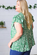 Load image into Gallery viewer, Boho Floral Mock Neck Double Flutter Sleeve Woven Top
