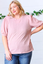 Load image into Gallery viewer, Baby Pink Puff Sleeve Two Tone Sweater Top