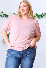Load image into Gallery viewer, Baby Pink Puff Sleeve Two Tone Sweater Top