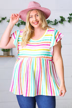 Load image into Gallery viewer, Lavender Rainbow Stripe Babydoll Top